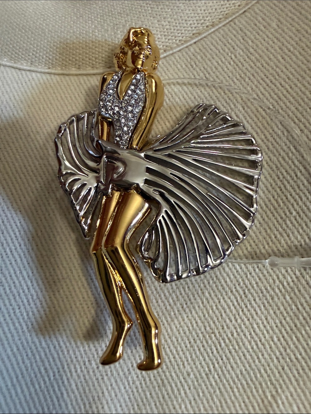 Lele Sadoughi Gold and Silver Crystal Dancer Brooch